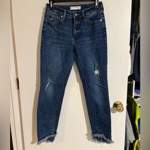 KanCan Blue Ankle Cropped Distressed Jeans